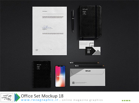 طرح لایه باز پیش نمایش ست اداری – Office Set Mockup 18